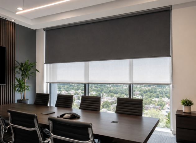 Motorized dual roller shades with modern cassette system