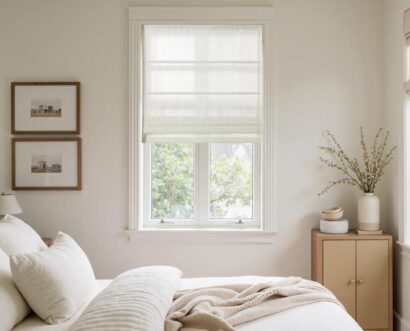 Elegant Roman shades for bedroom windows