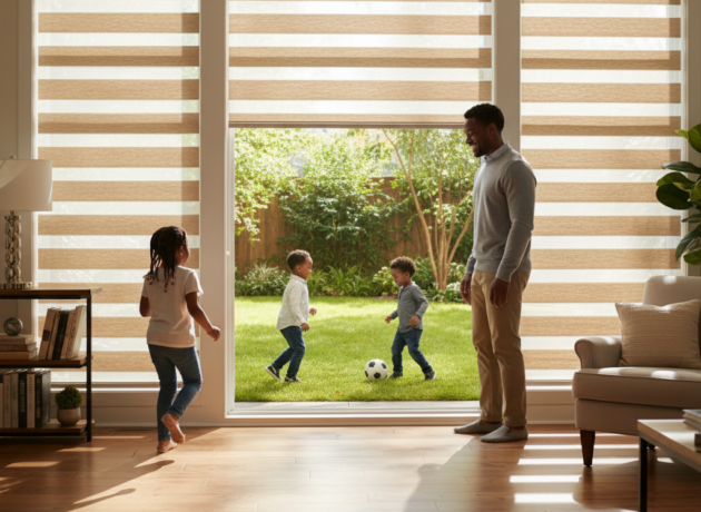 Designer Zebra shades with modern light filtering fabric